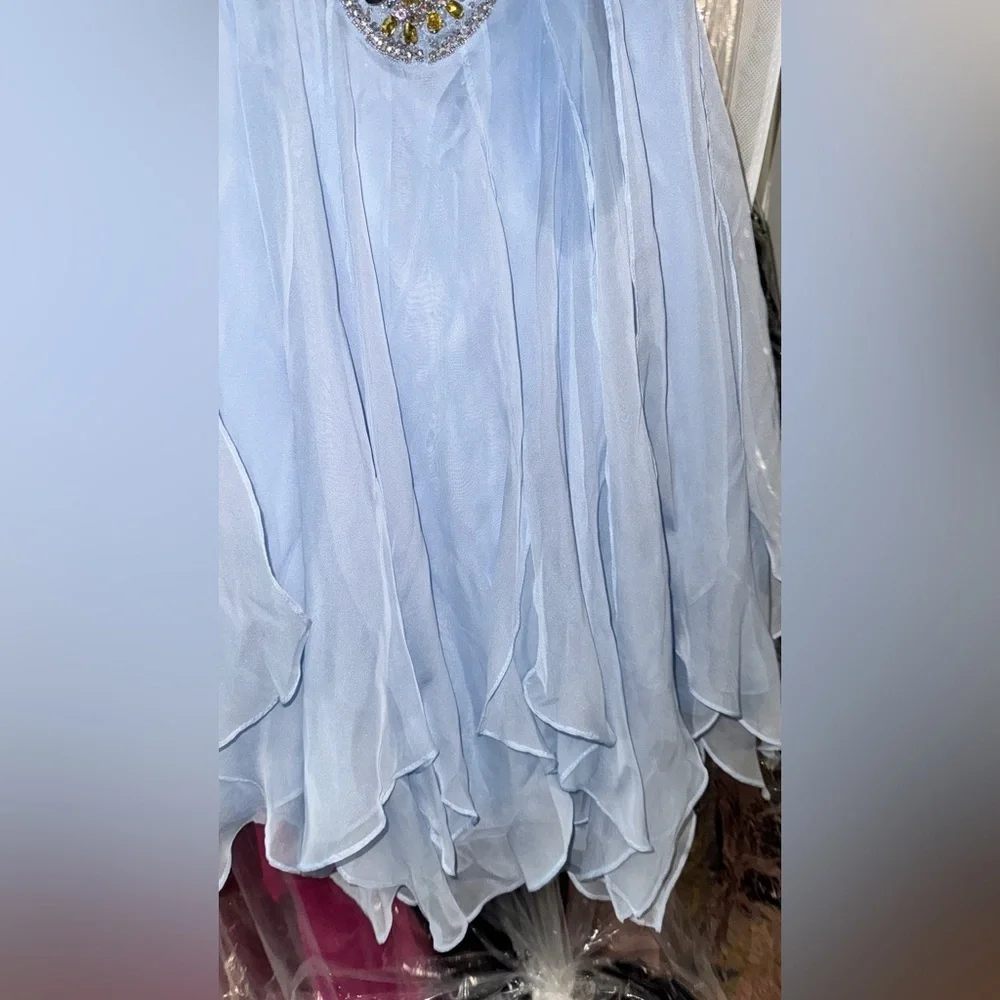 Tony Bowls Light Blue Satin Dress - Picture 3 of 6